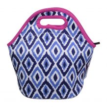 The Coral Palms® Neoprene Lunch Tote - Blue Ikat Ogee Collection - CLOSEOUT