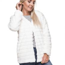 The Coral Palms® Open Front Faux Fur Cardigan Jacket - IVORY - CLOSEOUT