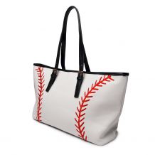 The Coral Palms® Fastball Premium Faux Leather and Embroidered Laces Baseball Tote - CLOSEOUT