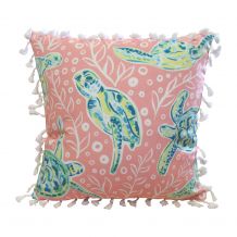 The Coral Palms® 16" Tassel Premium Canvas Throw Pillow Cover - Solely Sea Turtles Collection - CLOSEOUT