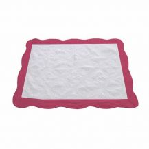 Quilted Heirloom Baby Quilt - WHITE/HOT PINK