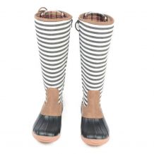 The Coral Palms® Ladies Designer Lace Back Matte Tall Duck Boots - STRIPE - CLOSEOUT