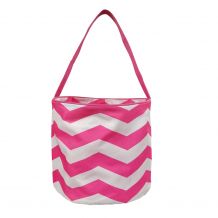 Monogrammable Easter Basket & Halloween Bucket Tote - HOT PINK CHEVRON - CLOSEOUT