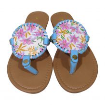 The Coral Palms® EasyStitch Medallion Sandal with Dark Aqua Accents - CLOSEOUT
