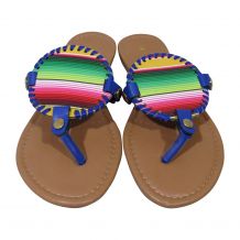 The Coral Palms® EasyStitch Medallion Sandal with Royal Blue Accents