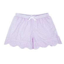 The Coral Palms® Ladies Scalloped Seersucker Lounge Shorts Embroidery Blanks - LAVENDER - CLOSEOUT