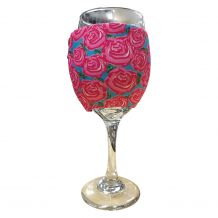 The Coral Palms® EasyStitch Zipper Wrap-Around Wine Glass Coolie - RADIANT ROSES - CLOSEOUT