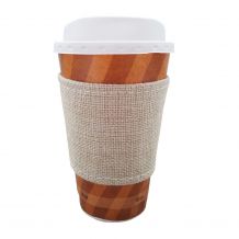 The Coral Palms® Jute Burlap Velcro Coffee Sleeve Wrap Coolie Embroidery Blanks - CLOSEOUT