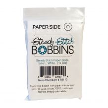Steady Stitch Paper-Sided Size L Polyester Prewound Bobbins Pack of 12 - White