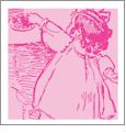 Girl Toile Grapefruit with Raspberry- Kiwi Embroidery Paper - One 8.5in x 11in Sheet