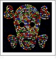 Skull - Multi-Colored Crystals 4"x4" Iron-On by Mark Richards