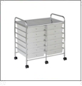 12 Drawer Double-Wide Mobile Organizer (White)