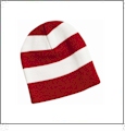 Rugby Striped Knit Beanie Embroidery Blanks - Cardinal/White