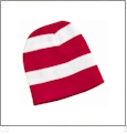 Rugby Striped Knit Beanie Embroidery Blanks - Red/White