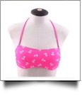 Bandeau Bikini Swimsuit Top - HOT PINK ANCHOR