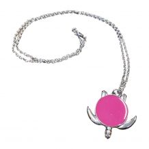 Silver-Tone Sea Turtle Medallion with Chain - HOT PINK - CLOSEOUT
