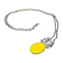 Silver-Tone Pineapple Medallion with Chain - YELLOW - CLOSEOUT
