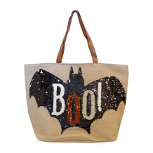 Jumbo Halloween Tote with 2 Color Sequins - BOO BAT - CLOSEOUT IRREGULAR