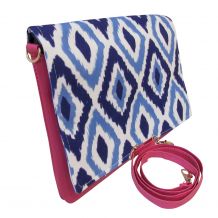 The Coral Palms® Crossbody Convertible Clutch Purse - Blue Ikat Ogee Collection - CLOSEOUT