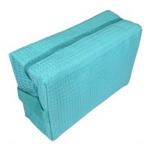 Large Cotton Waffle Cosmetic Bag Embroidery Blanks - CARIBBEAN GREEN