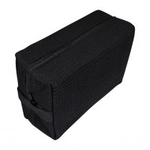 Large Cotton Waffle Cosmetic Bag Embroidery Blanks - BLACK