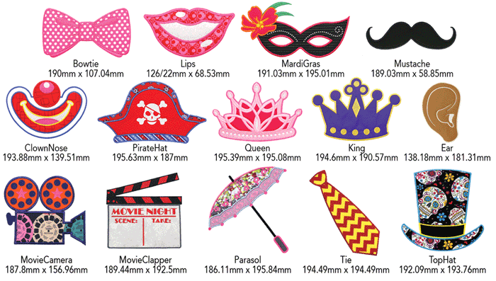 Foto Booth Props Embroidery Designs