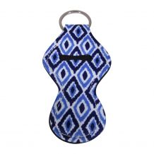 The Coral Palms® Neoprene Chapstick Holder - Blue Ikat Ogee Collection - CLOSEOUT