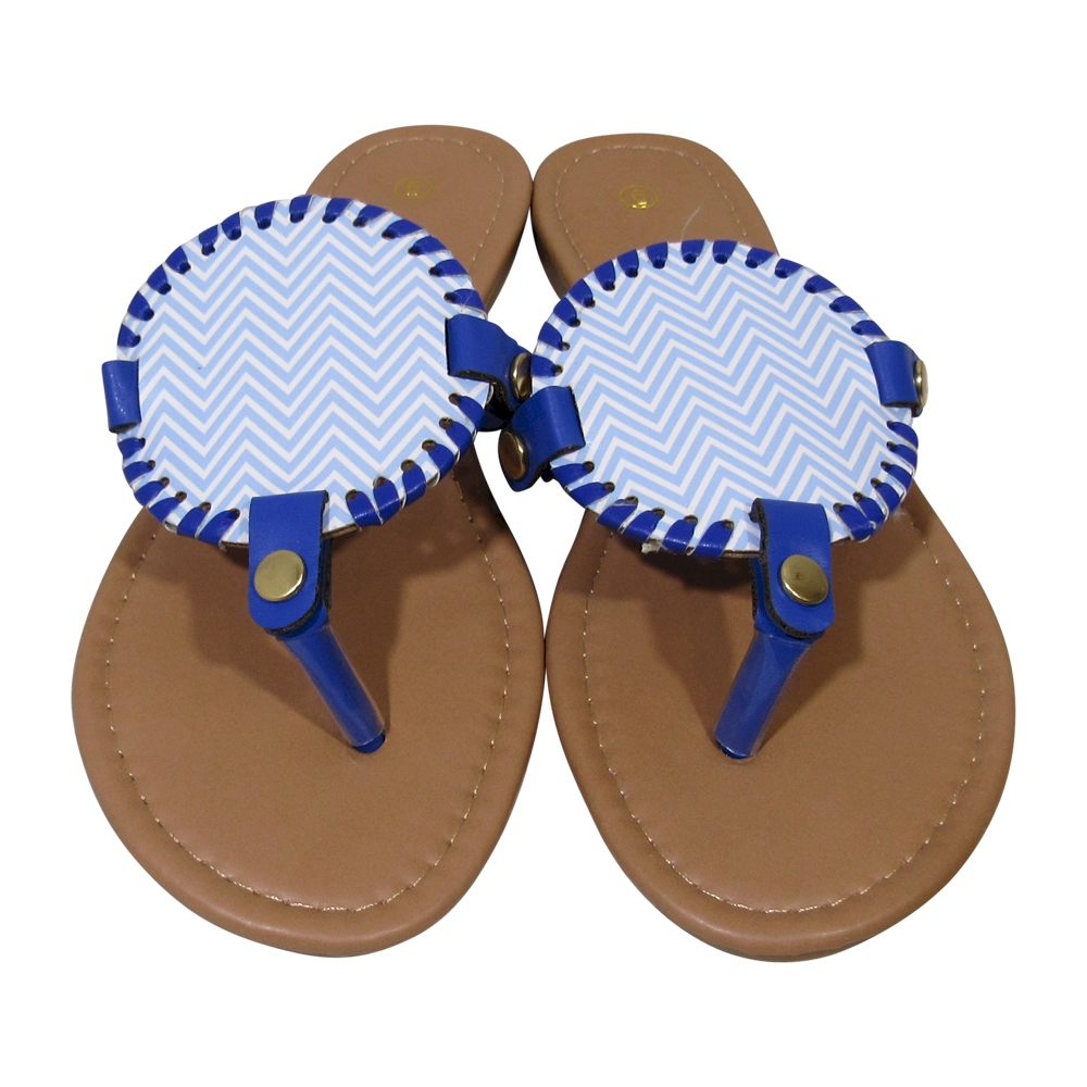The Coral Palms® EasyStitch Medallion Sandal with Royal Blue Accents