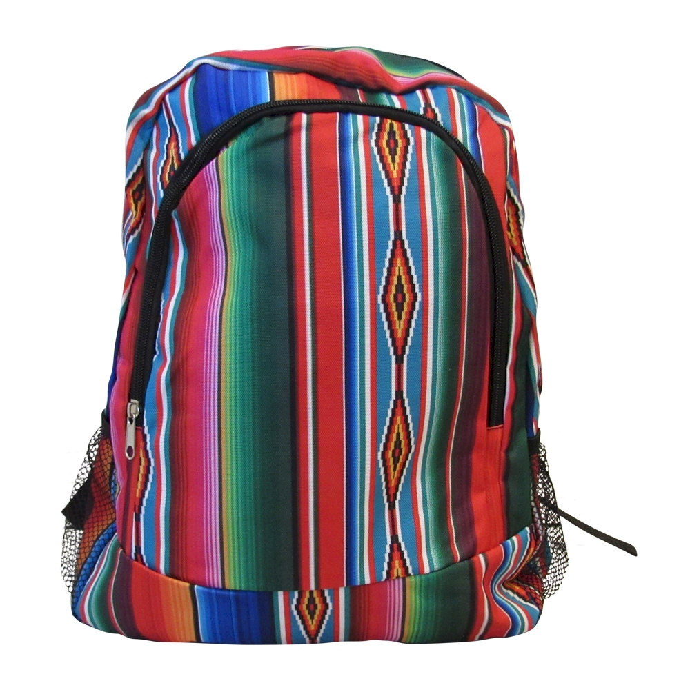 Serape Print Backpack Embroidery Blanks - BLACK TRIM - CLOSEOUT