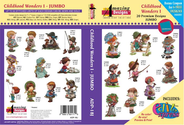 Childhood Wonders Amazing Designs ADP-18J Embroidery Designs on CD