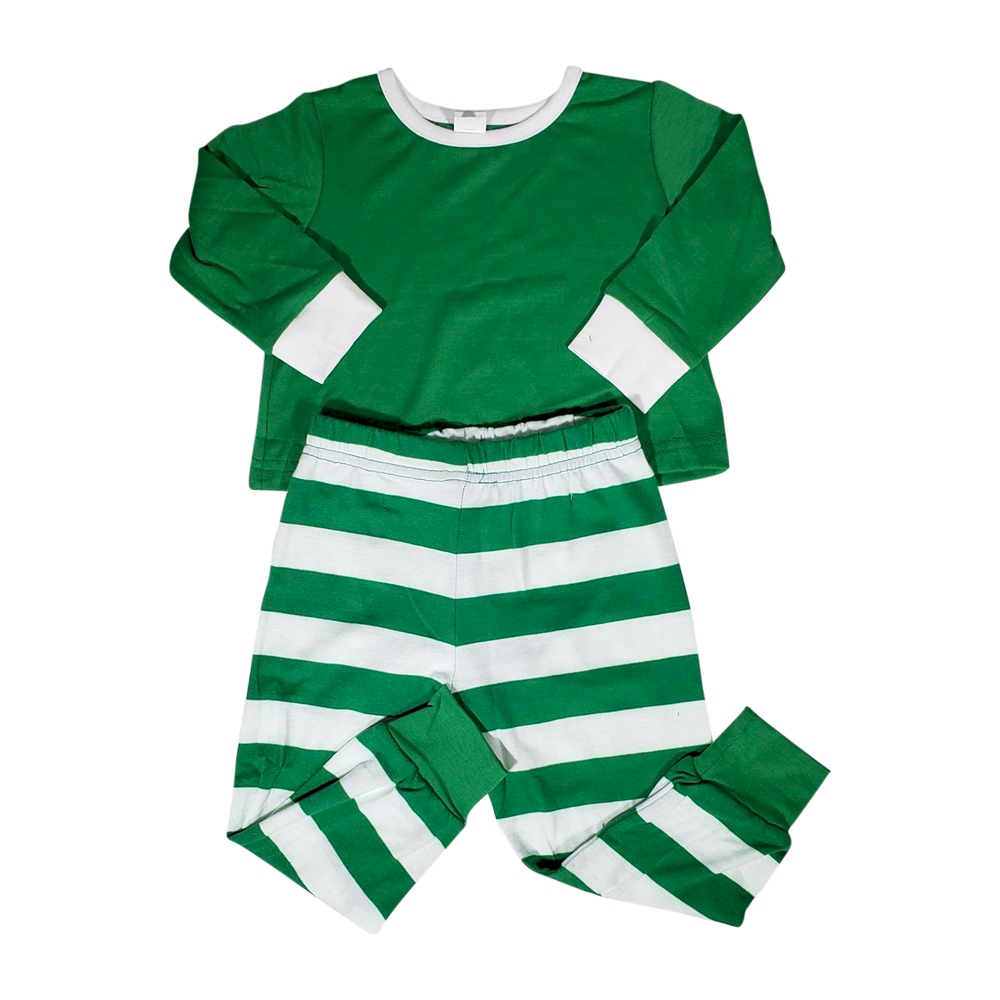 Children's Striped Christmas Pajamas - GREEN - CLOSEOUT