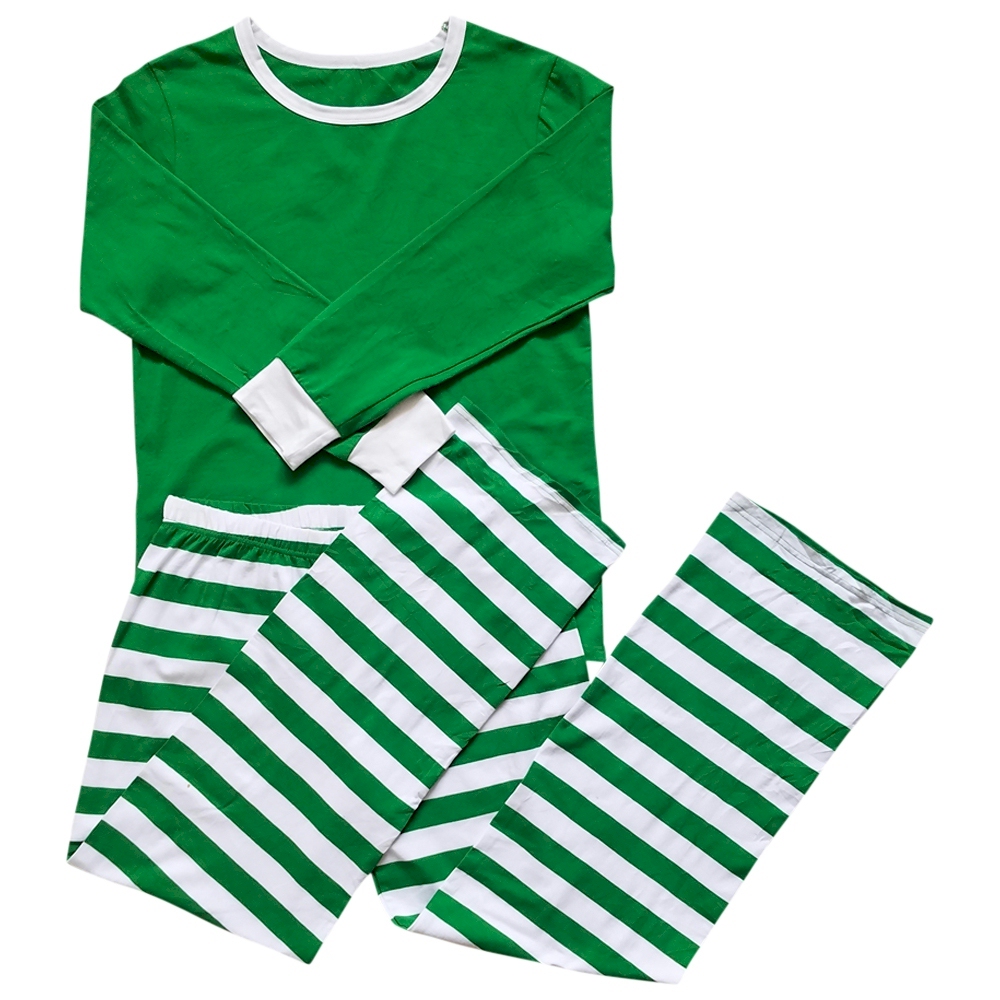 Adult Striped Christmas Pajamas - GREEN - CLOSEOUT