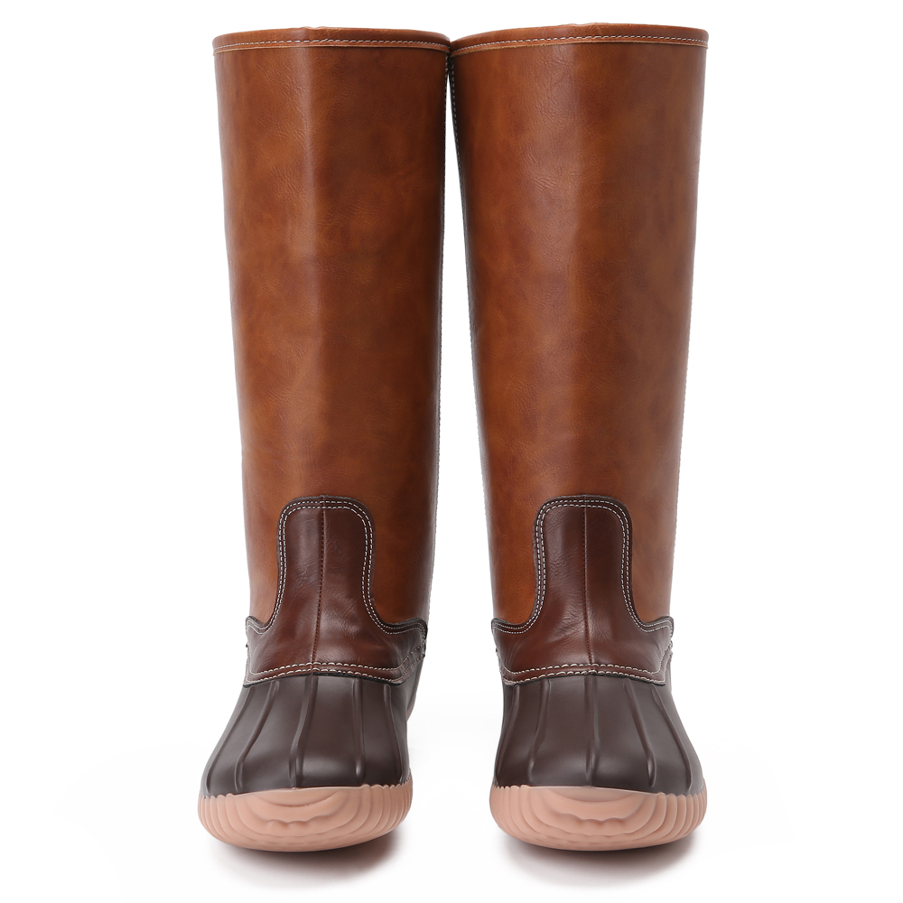 The Coral Palms® Ladies Zip Back Matte Tall Duck Boots - BROWN - CLOSEOUT