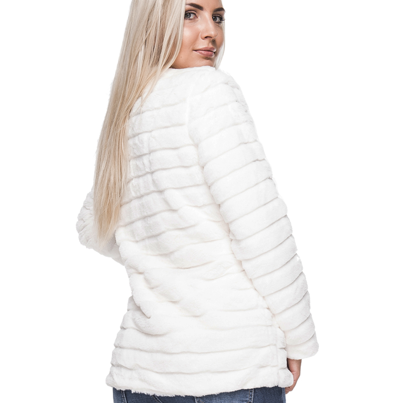 The Coral Palms® Open Front Faux Fur Cardigan Jacket - IVORY - CLOSEOUT