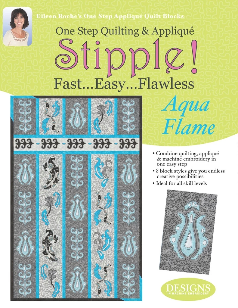One Step Quilting & Applique Stipple - Aqua Flame Quilt Designs by DIME Designs in Machine Embroidery