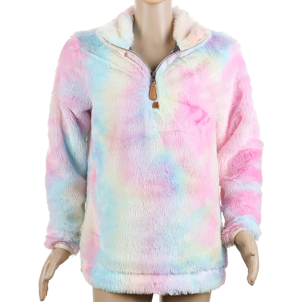 The Coral Palms® Kids Tie Dye Quarter-Zip Sherpa Pullover - CLOSEOUT