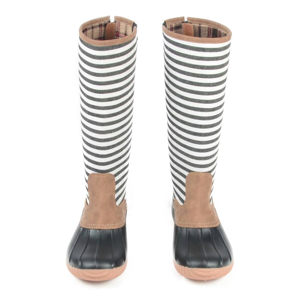 The Coral Palms® Ladies Designer Zip Back Matte Tall Duck Boots - STRIPE - CLOSEOUT