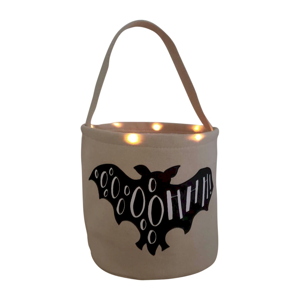 The Coral Palms® Light-Up Monogrammable Halloween Trick or Treat Bucket Tote - BAT - CLOSEOUT