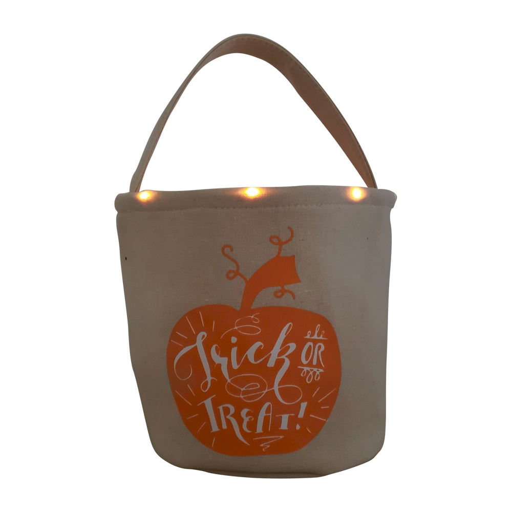 The Coral Palms® Light-Up Monogrammable Halloween Trick or Treat Bucket Tote - PUMPKIN