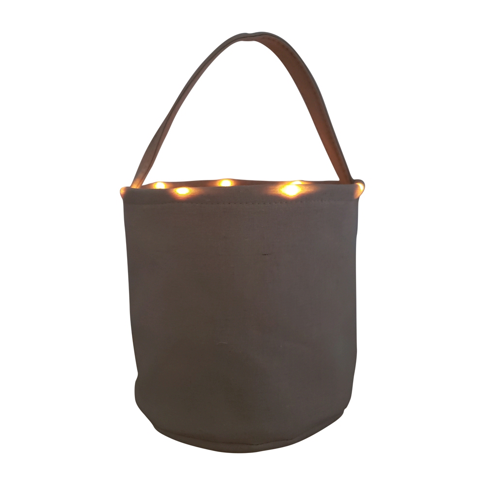 The Coral Palms® Light-Up Monogrammable Halloween Trick or Treat Bucket Tote - LINEN - CLOSEOUT