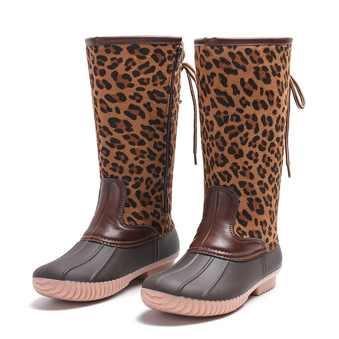 duck boots tan and black