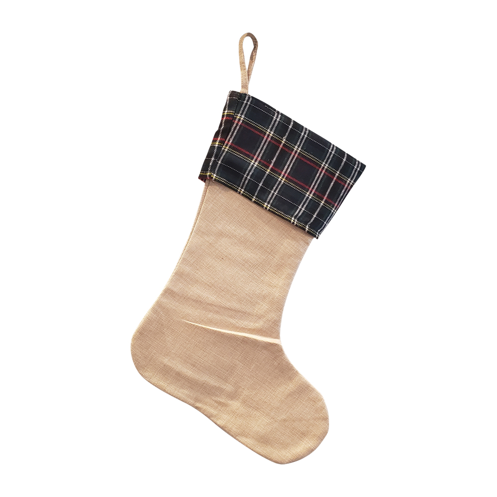 The Coral Palms® Farmhouse Christmas Stocking - NAVY PLAID - CLOSEOUT