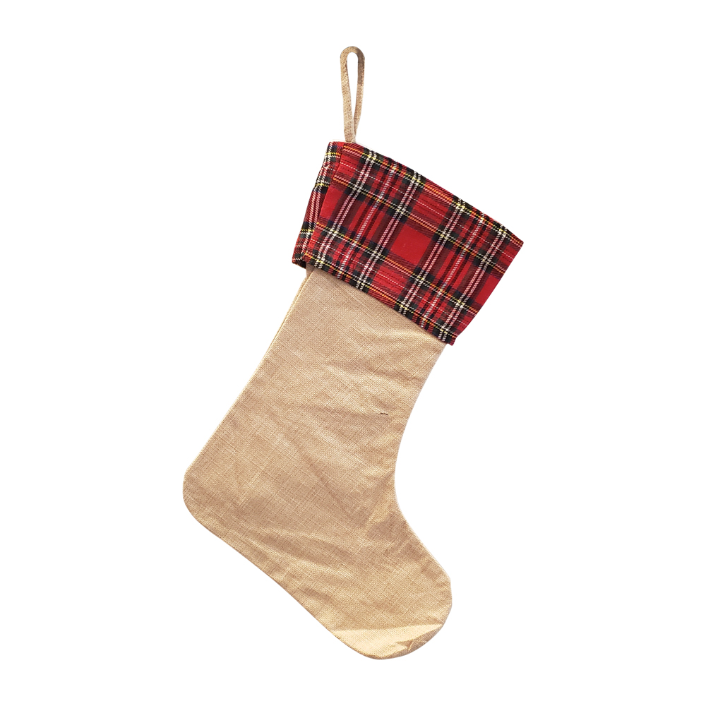 The Coral Palms® Farmhouse Christmas Stocking - RED PLAID - CLOSEOUT