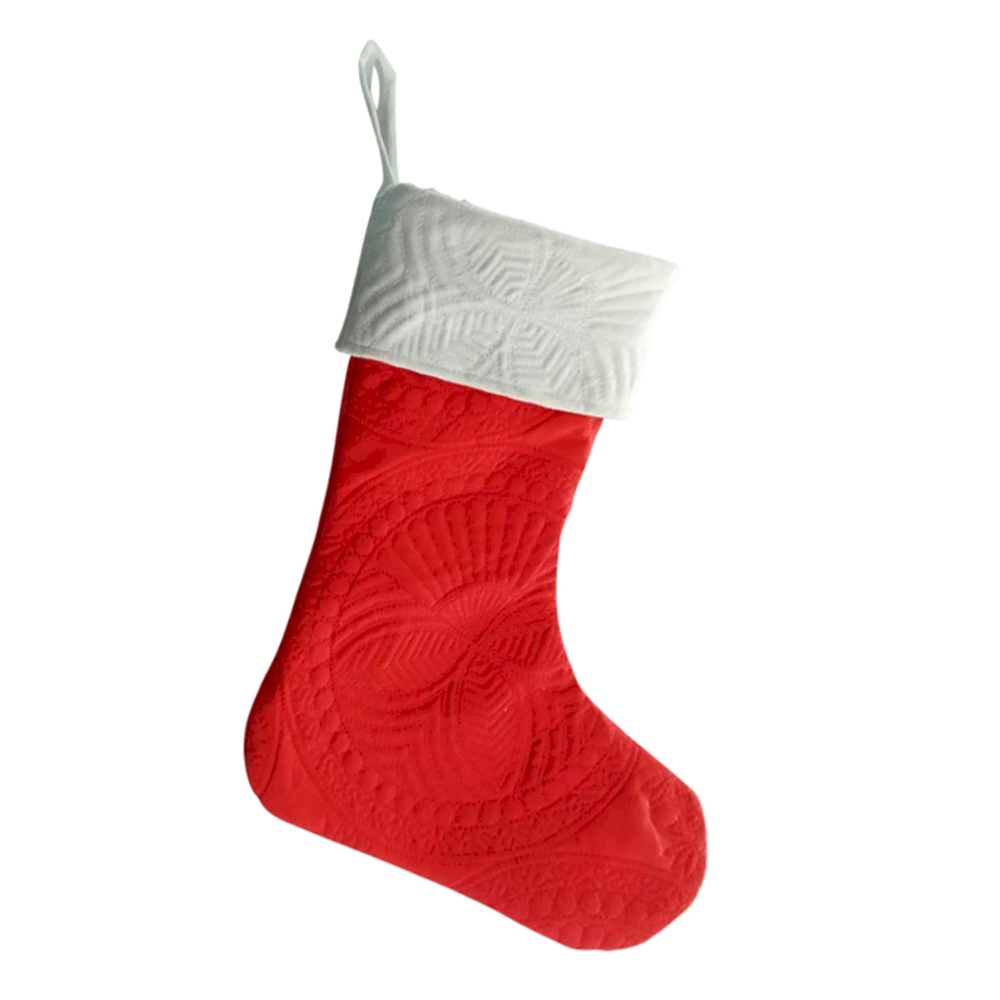 The Coral Palms® Quilted Heirloom Christmas Stocking - RED/WHITE - CLOSEOUT