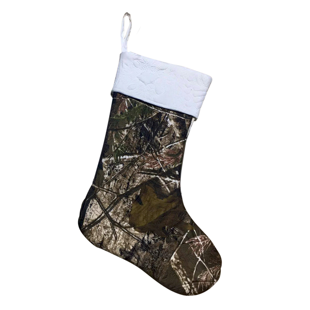 The Coral Palms® Quilted Heirloom Christmas Stocking - CAMO/WHITE - CLOSEOUT