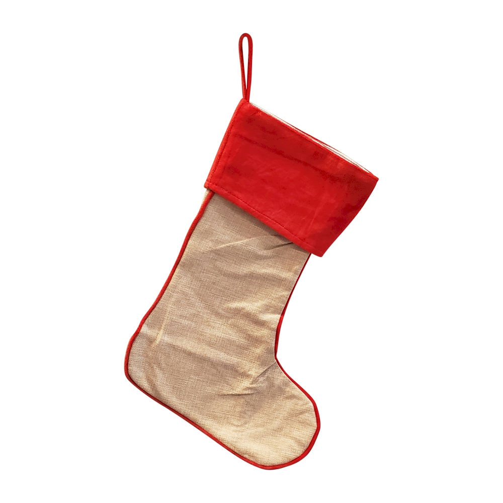 The Coral Palms® Velvet Cuff Farmhouse Christmas Stocking - RED - CLOSEOUT