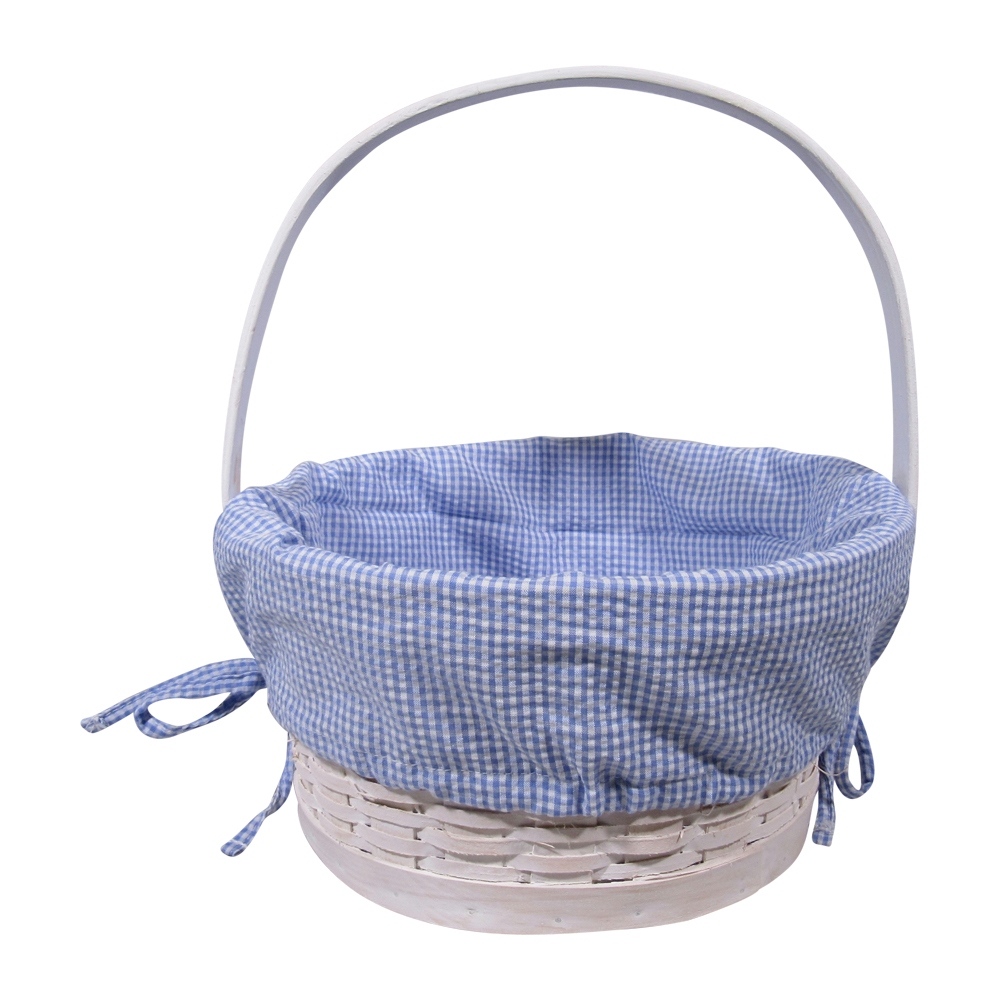Gingham Easter Basket Liner With Side Ties - BLUE