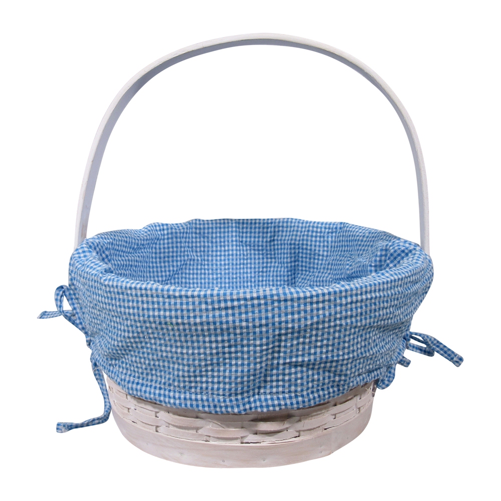 Gingham Easter Basket Liner With Side Ties - TURQUOISE