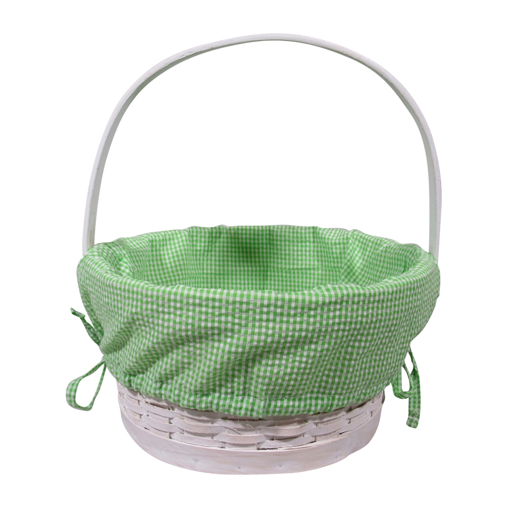 Gingham Easter Basket Liner With Side Ties - LIME