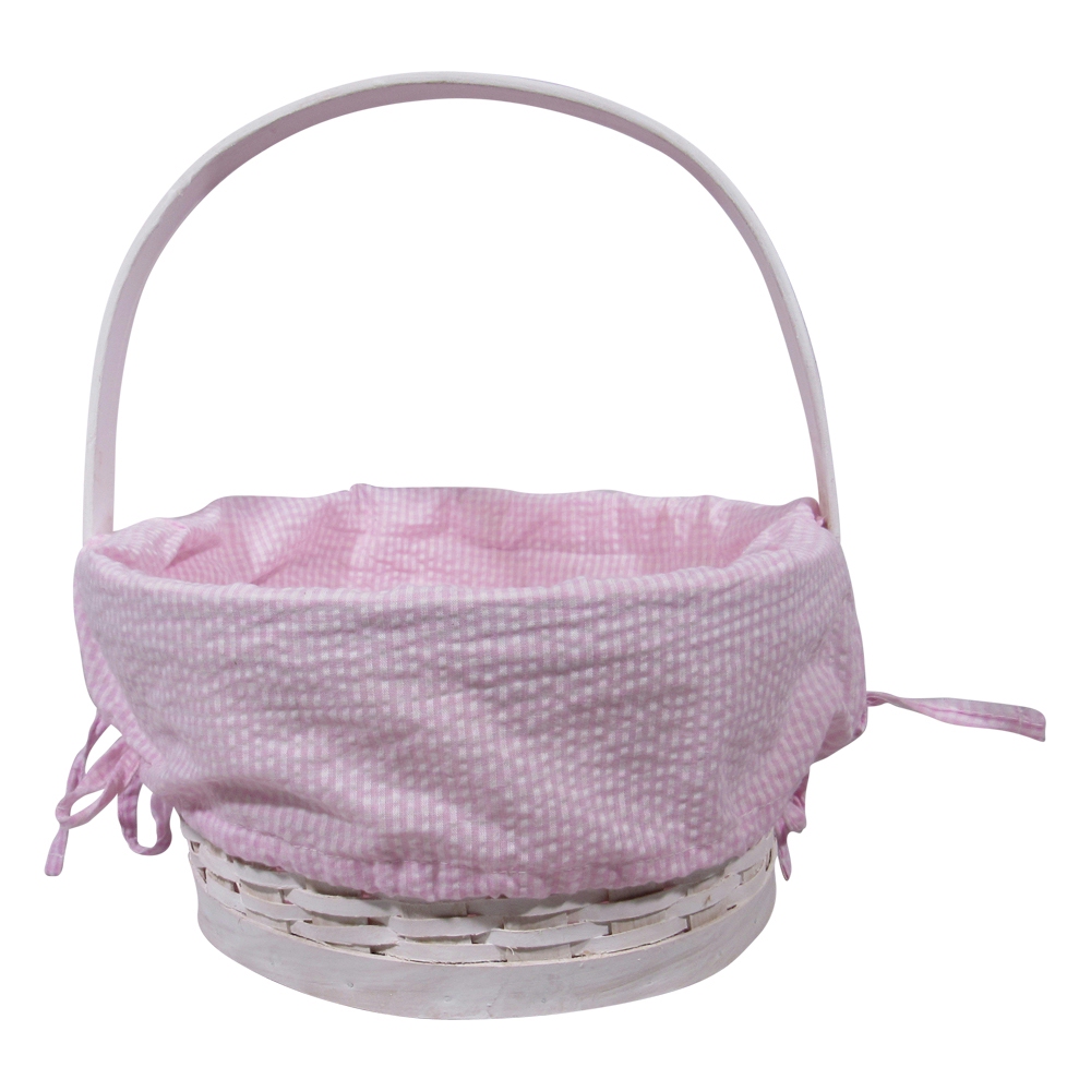 Gingham Easter Basket Liner With Side Ties - PINK